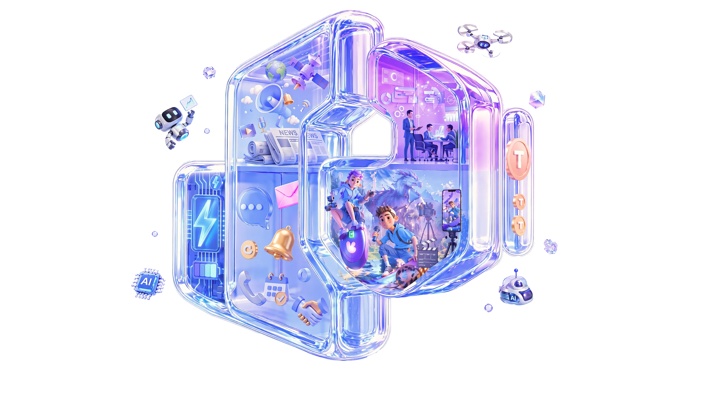 IPVISE — glass cube of creative scenes