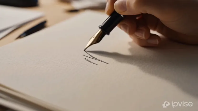 Fountain pen drawing a line across paper