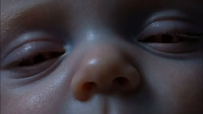 Newborn sleeping, close portrait
